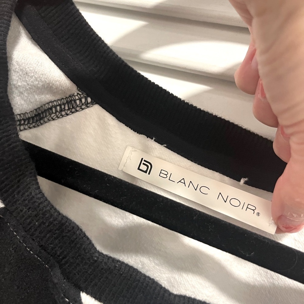 Blanc Noir Color Block Cropped Sweatshirt - Picture 6 of 8